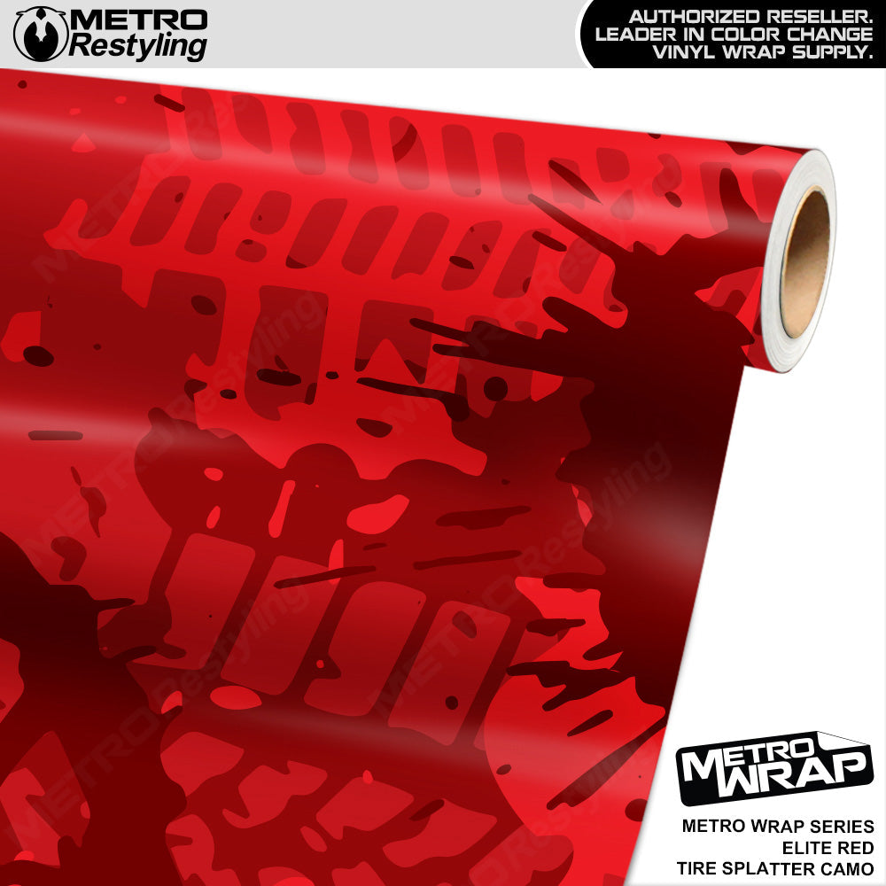 Metro Wrap Tire Splatter Elite Red Camouflage Vinyl Film - Avery Film - Satin Finish | BLOWOUT STOCK | (40 sq ft) | 100358