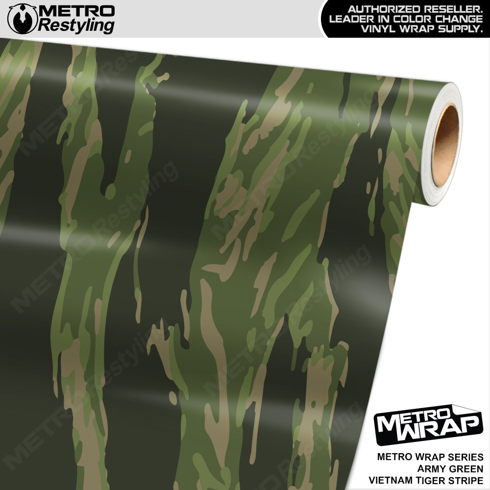 Metro Wrap Vietnam Tiger Stripe Army Green Vinyl Film - 3M Film - Satin Finish | BLOWOUT STOCK | (10 sq ft) | 100384