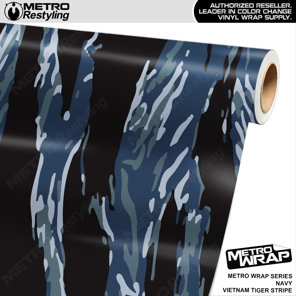 Metro Wrap Vietnam Tiger Stripe Navy Vinyl Film