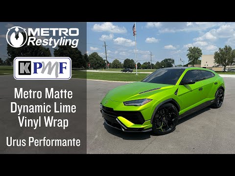 2023 Lamborghini Urus Performante Matte Dynamic Lime Vinyl Wrap