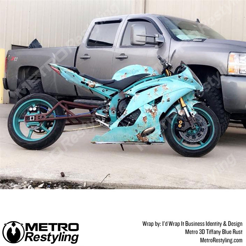  3D Tiffany Blue Rust Motorcycle