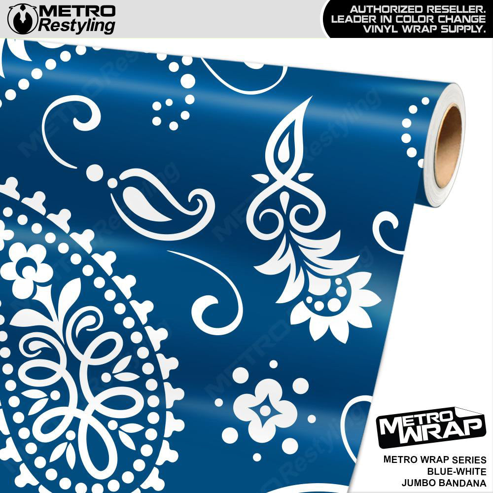 Metro Wrap Jumbo Bandana Blue White Vinyl Film