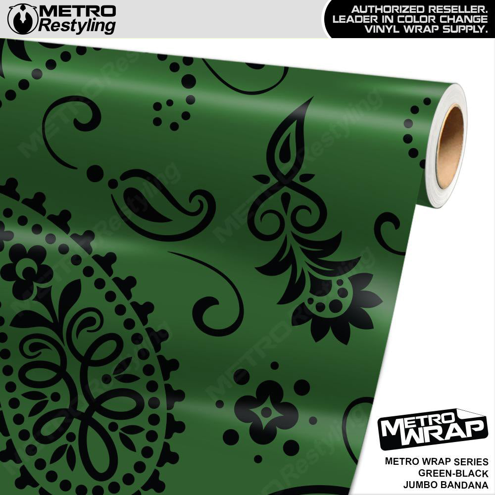 Metro Wrap Jumbo Bandana Green Black Vinyl Film