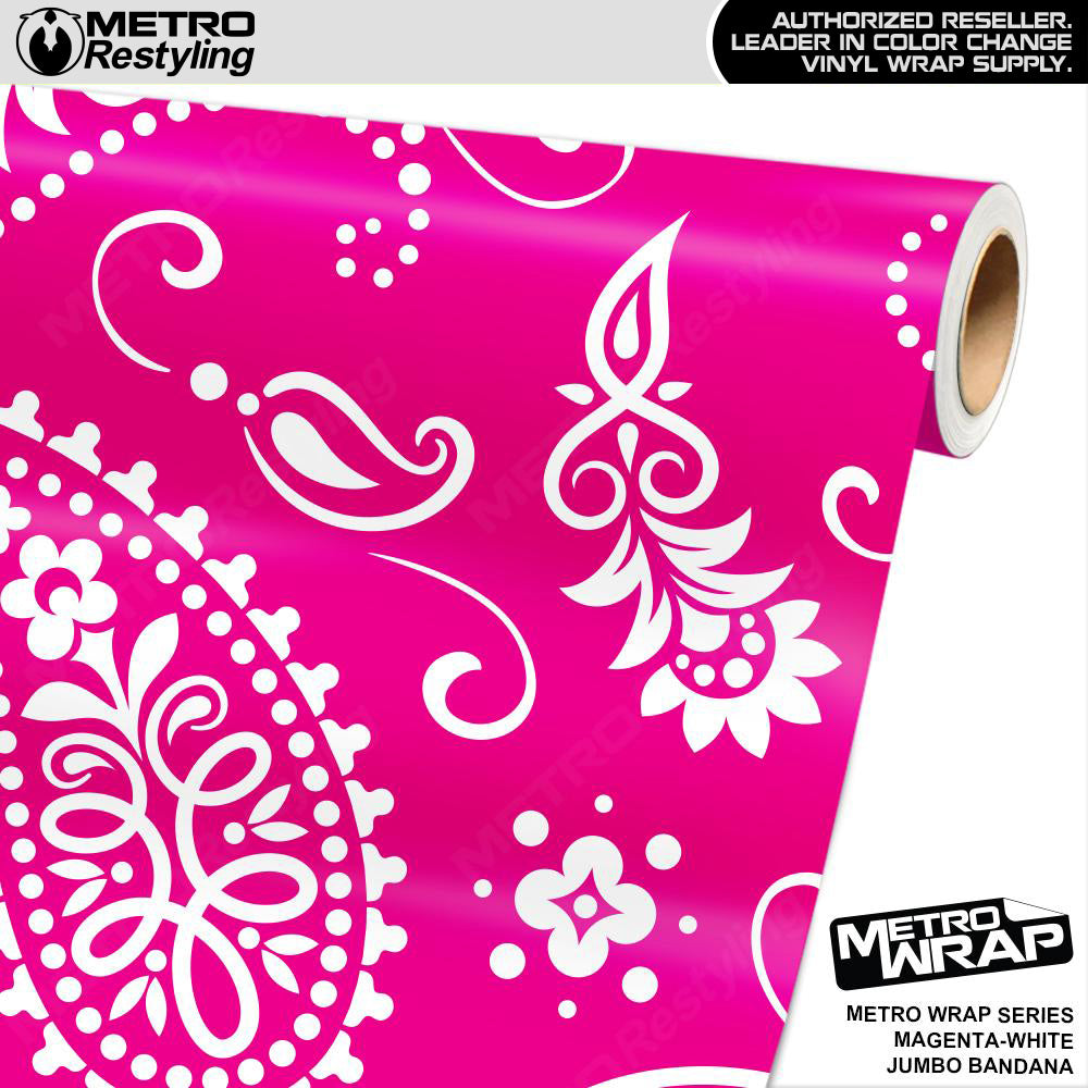 Metro Wrap Jumbo Bandana Magenta White Vinyl Film
