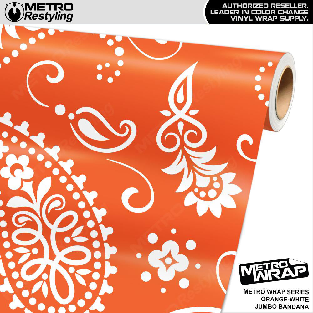 Metro Wrap Jumbo Bandana Orange White Vinyl Film