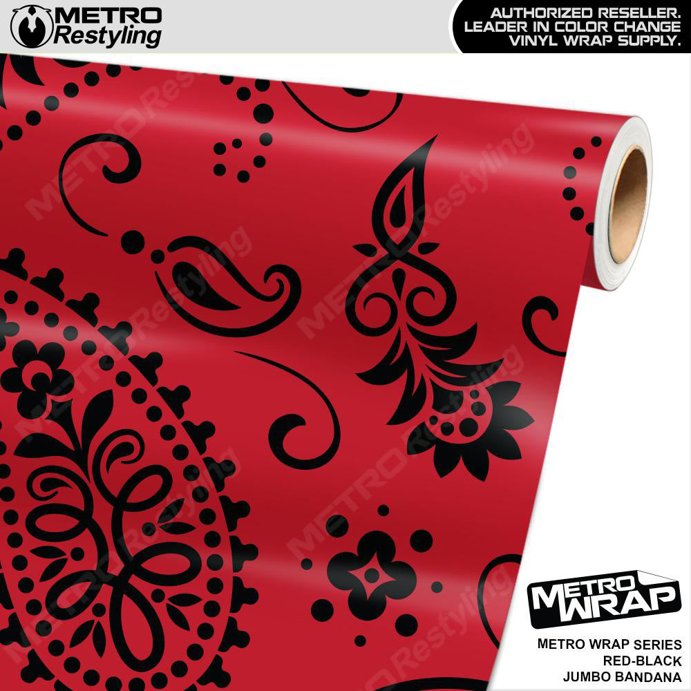 Metro Wrap Jumbo Bandana Red Black Vinyl Film