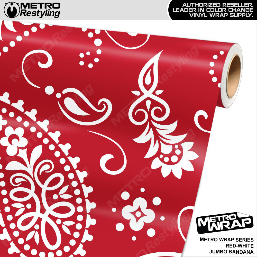 Metro Wrap Jumbo Bandana Red White Vinyl Film