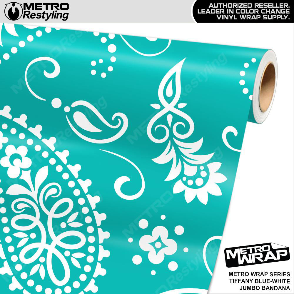 Metro Wrap Jumbo Bandana Tiffany Blue White Vinyl Film