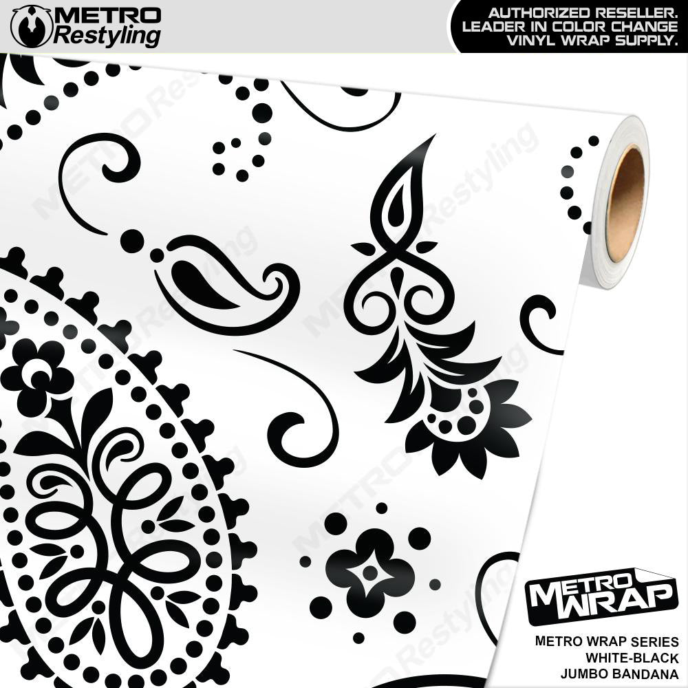Metro Wrap Jumbo Bandana White Black Vinyl Film