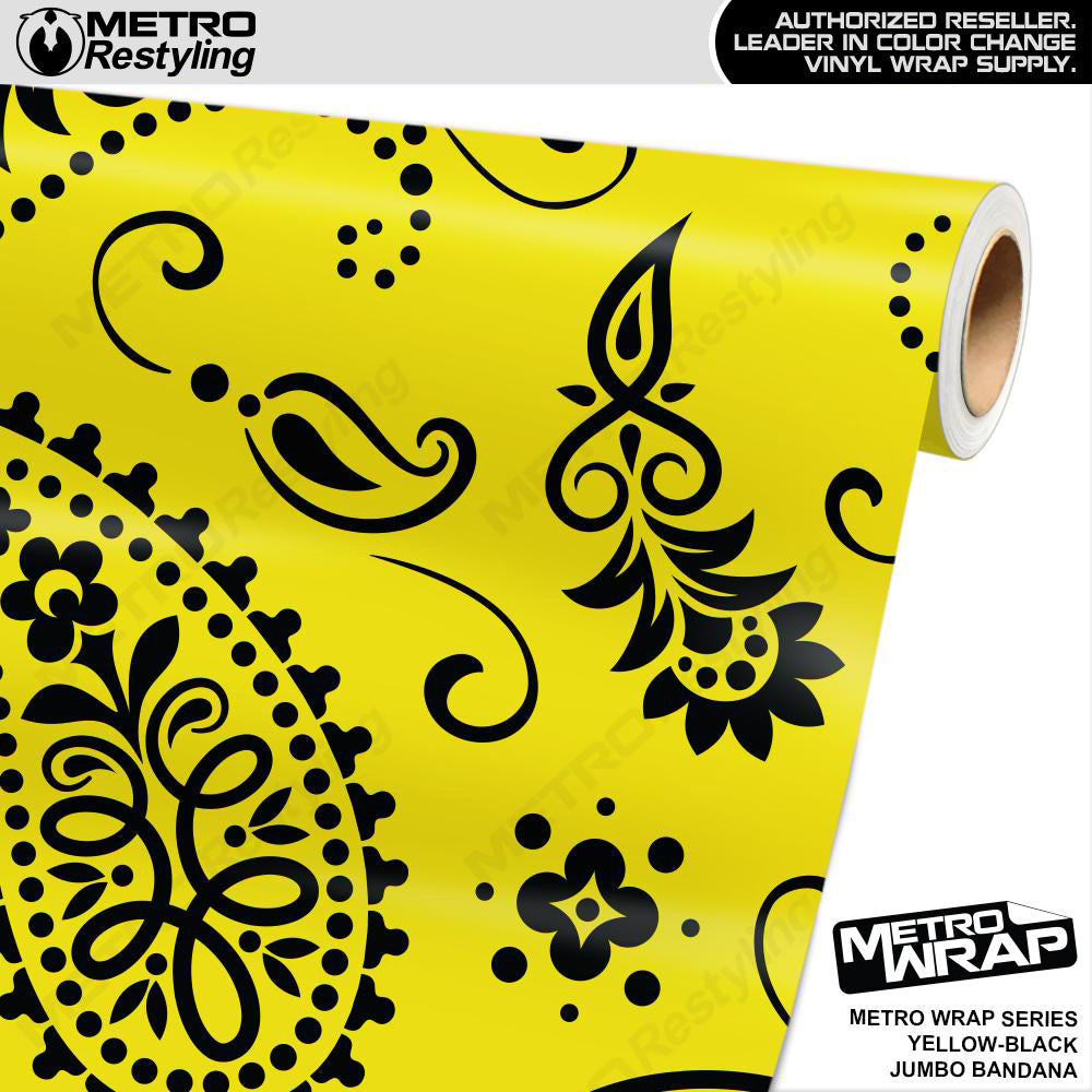 Metro Wrap Jumbo Bandana Yellow Black Vinyl Film
