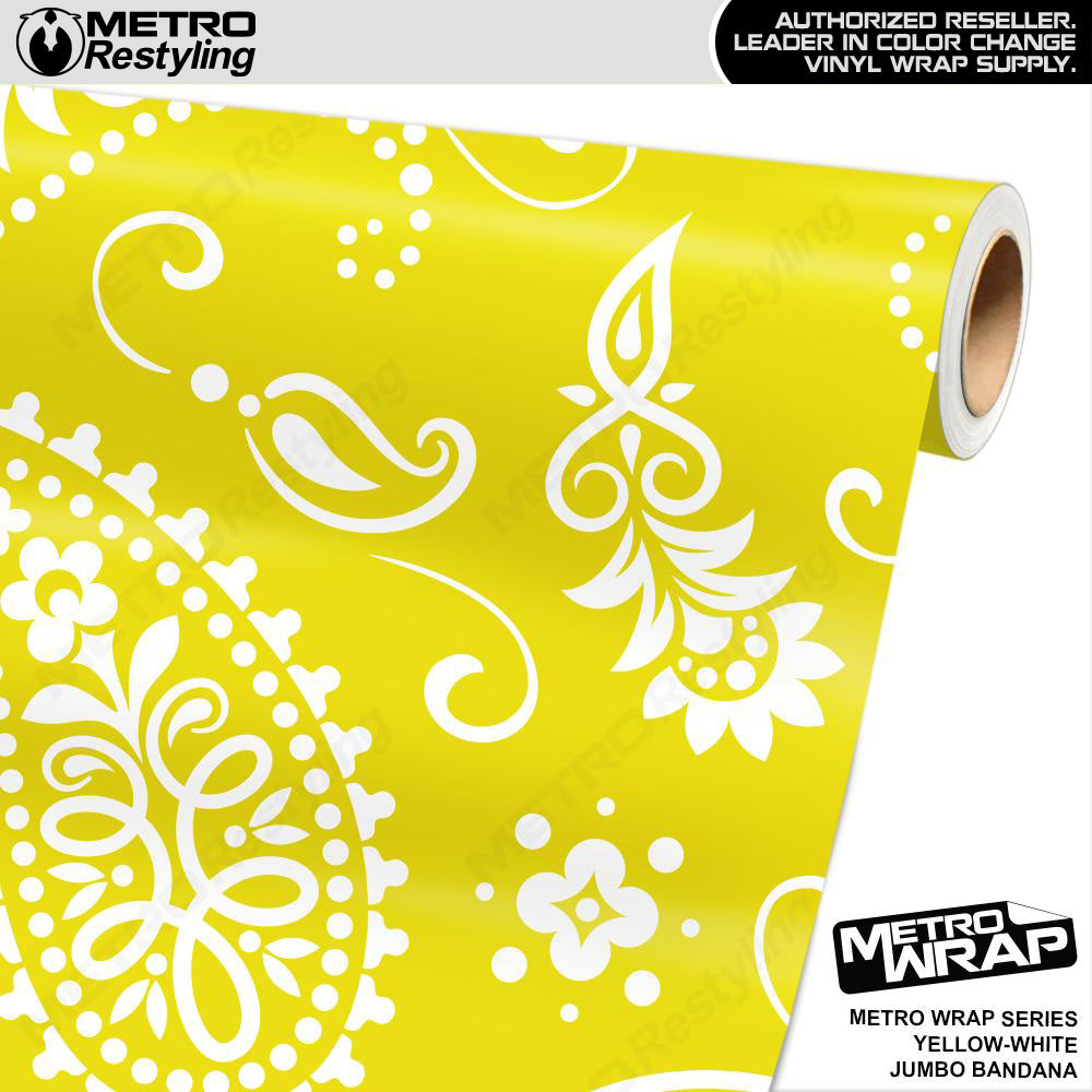 Metro Wrap Jumbo Bandana Yellow White Vinyl Film