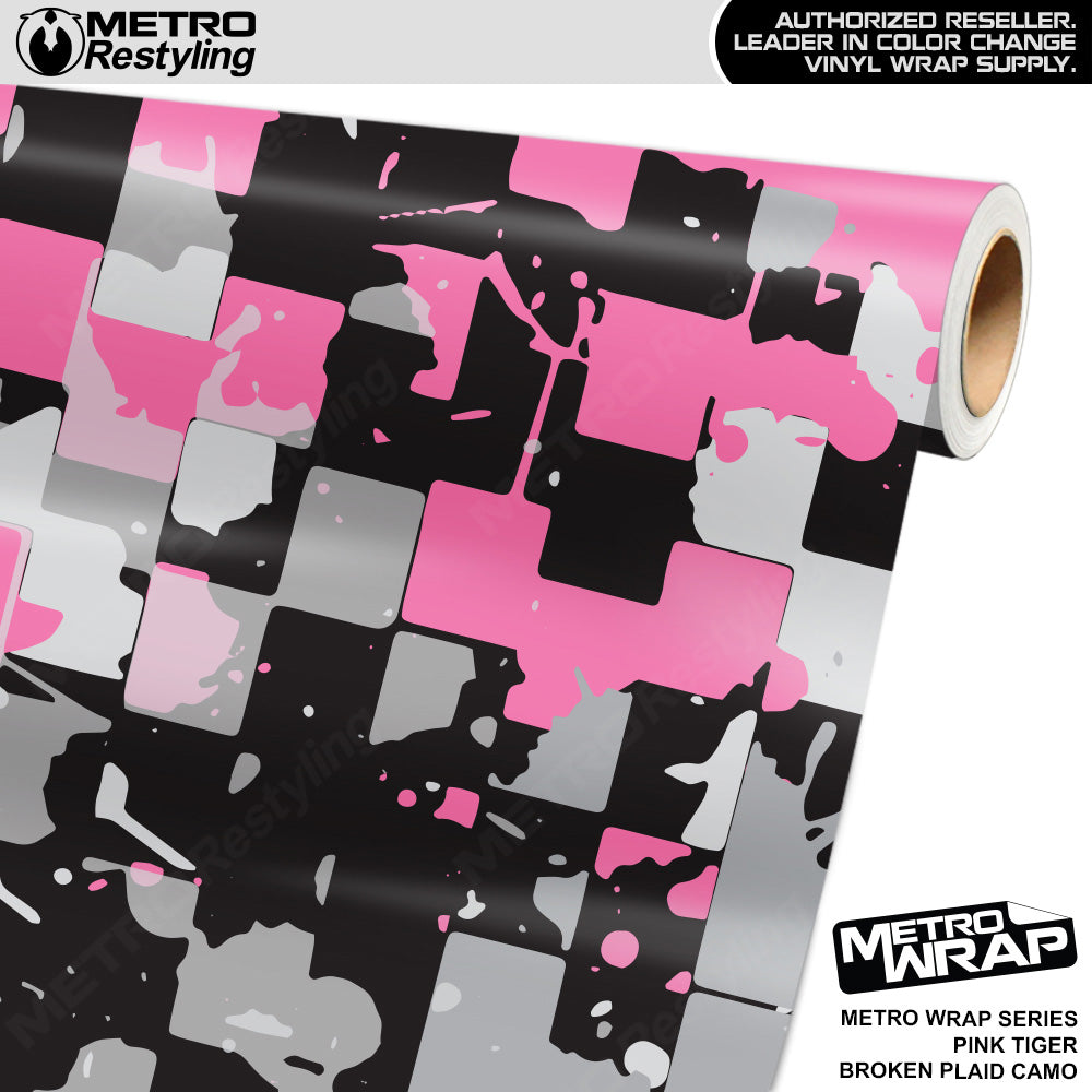 Metro Wrap Broken Plaid Pink Tiger Camouflage Vinyl Film