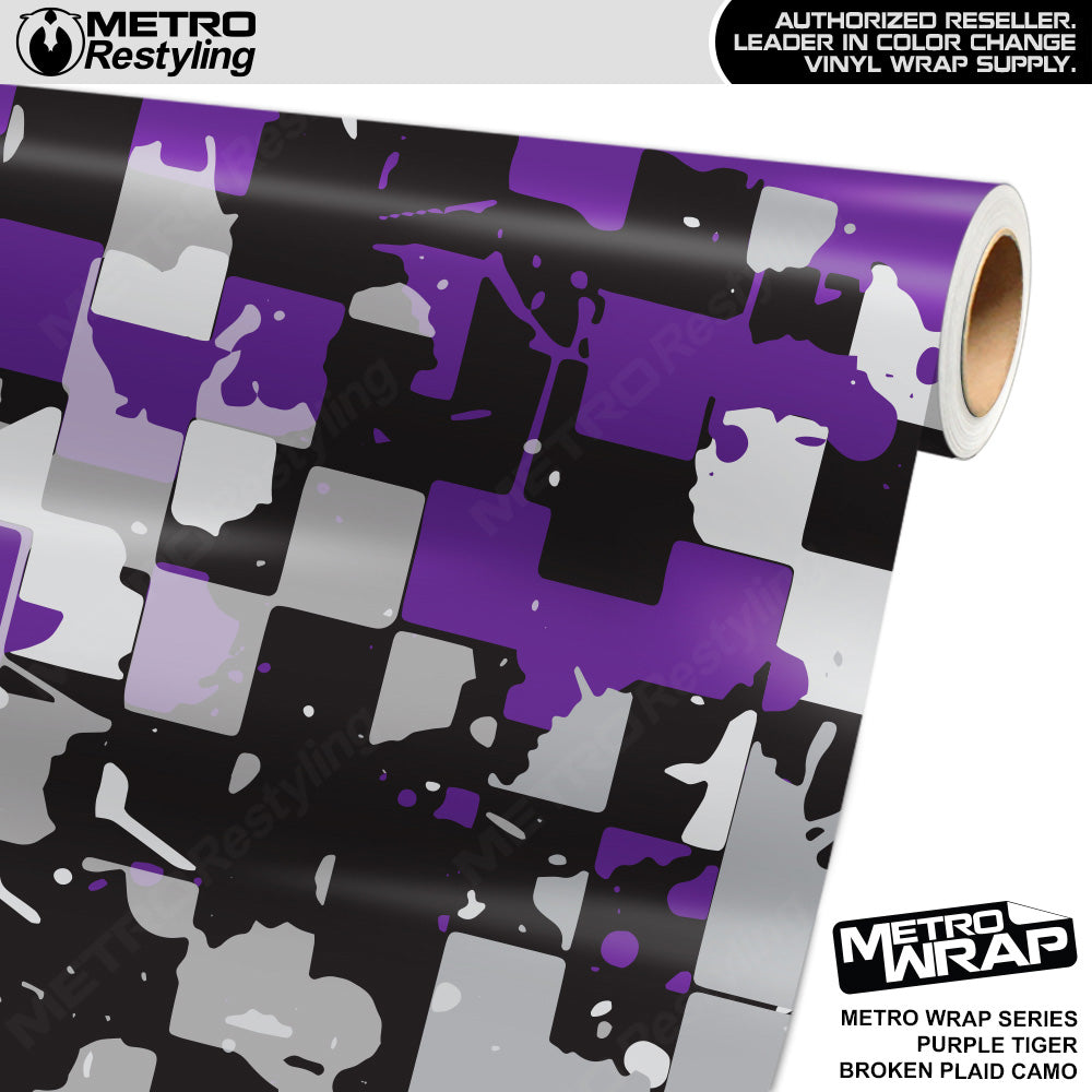 Metro Wrap Broken Plaid Purple Tiger Camouflage Vinyl Film