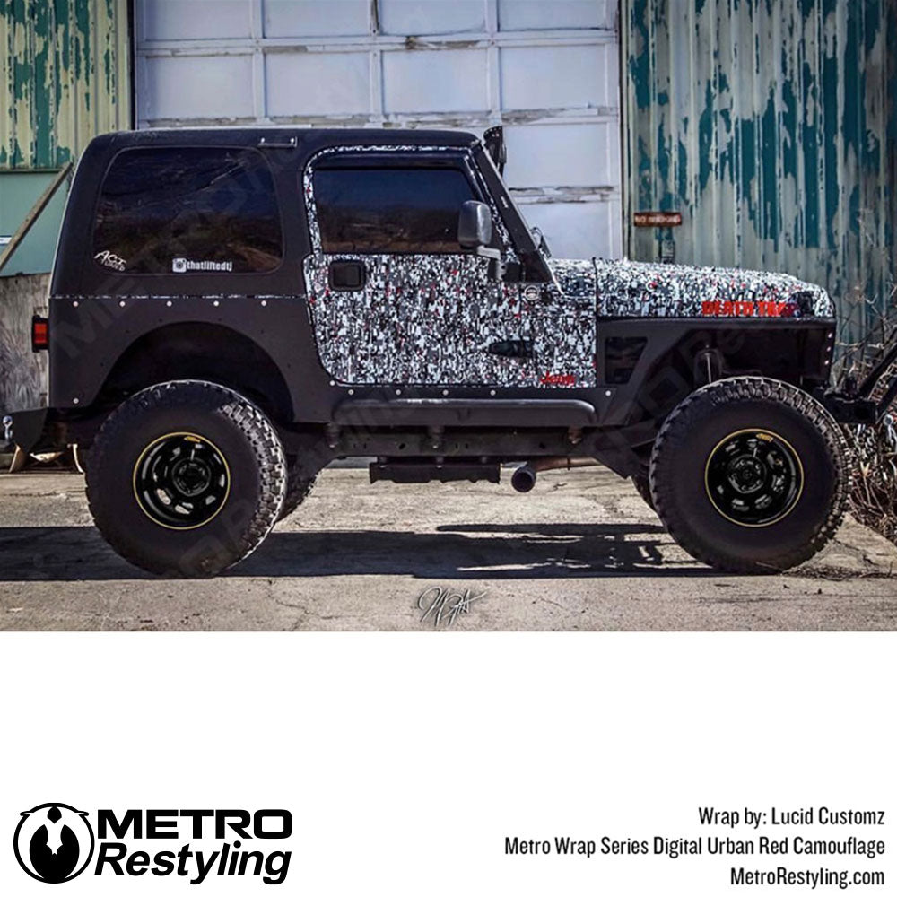 Metro Wrap Digital Urban Red Camouflage Jeep