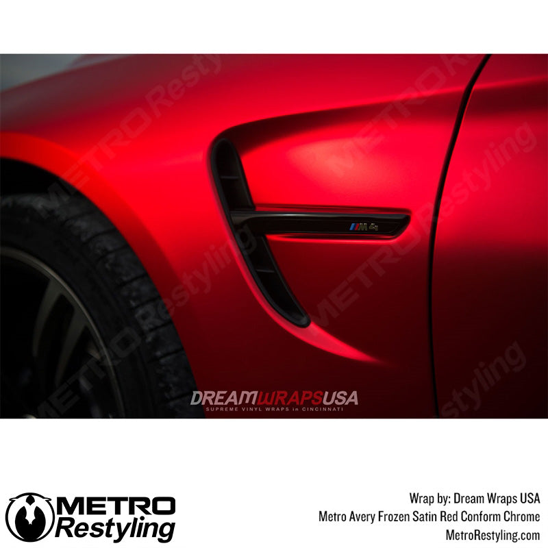 Red Matte Metallic Chrome Vinyl Car Wrap With Air Bubble Free Red