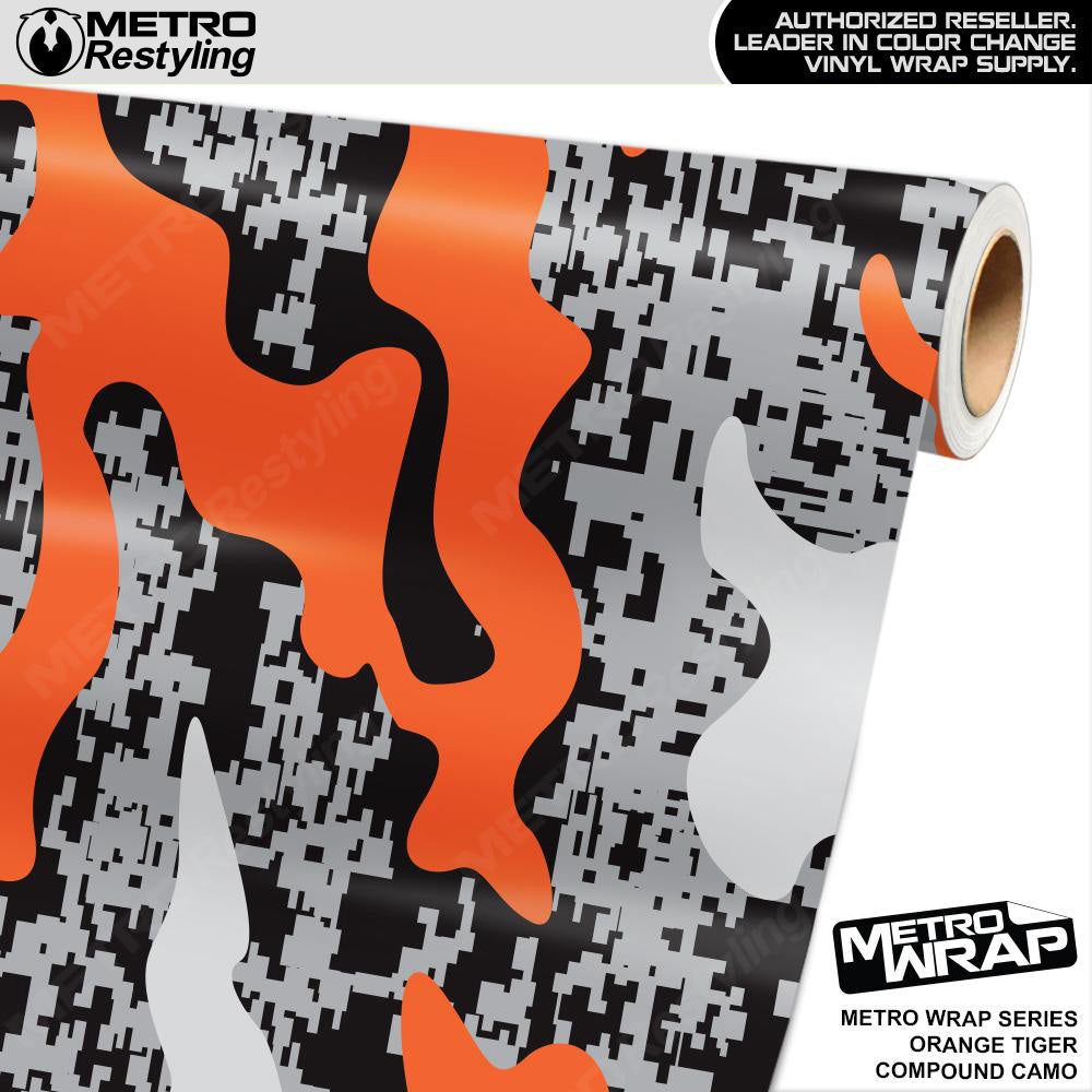 Metro Wrap Compound Orange Tiger Camouflage Vinyl Film
