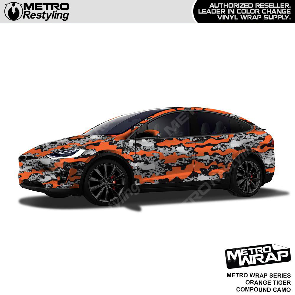 Metro Wrap Compound Orange Tiger Camouflage Vinyl Film
