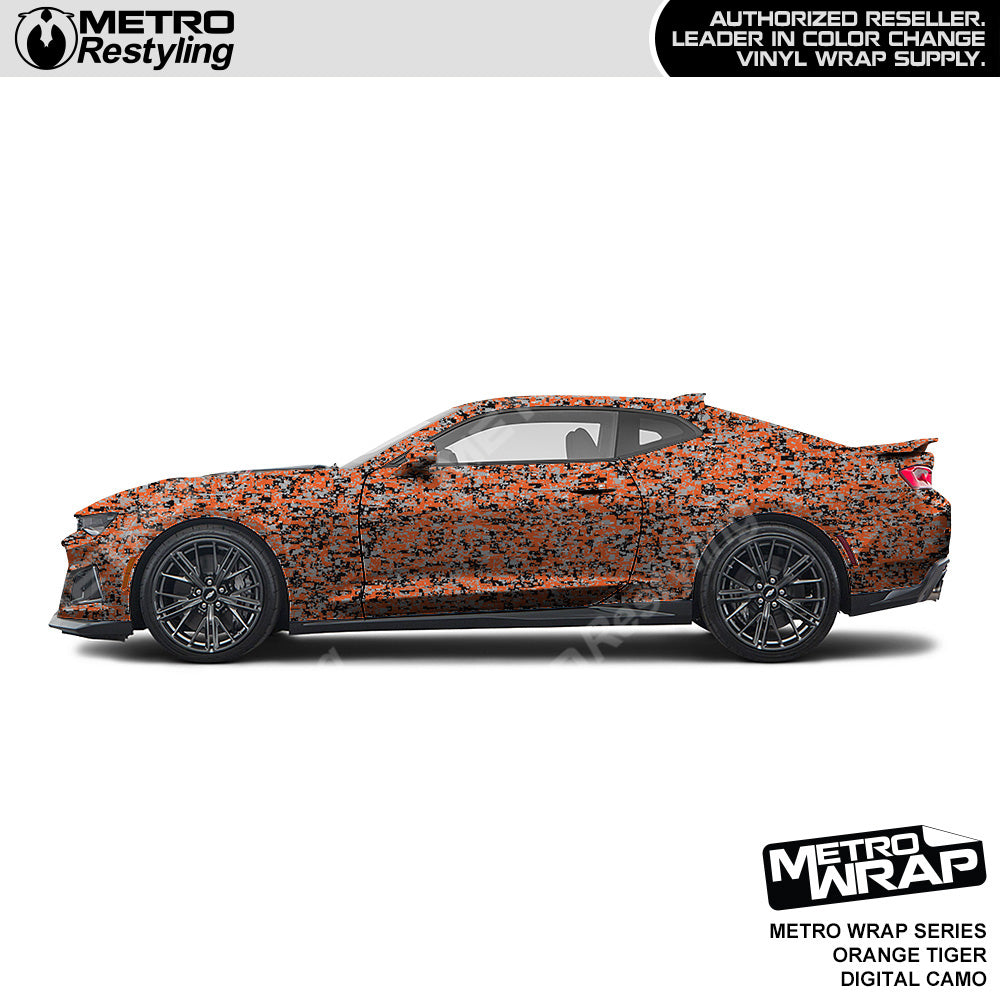 Metro Wrap Digital Orange Tiger Camouflage Vinyl Film