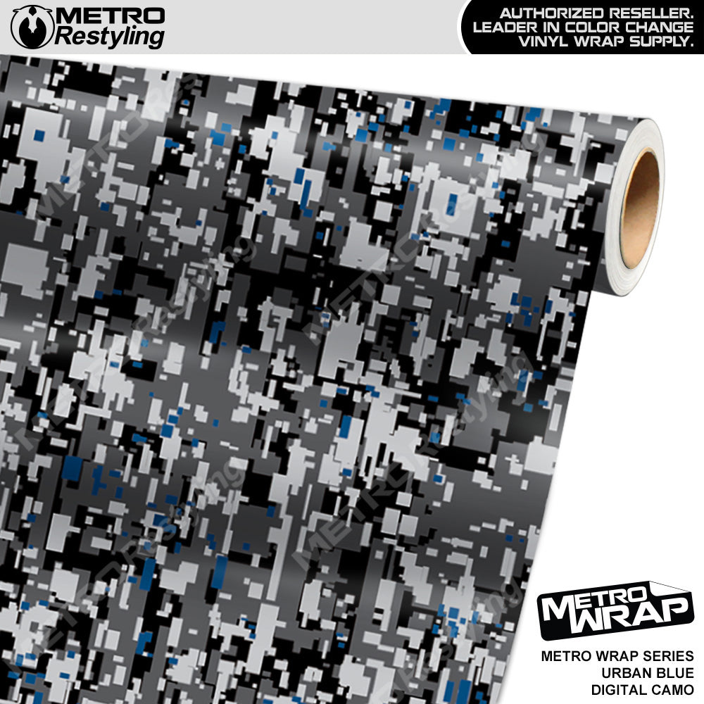 Metro Wrap Digital Urban Blue Camouflage Vinyl Film