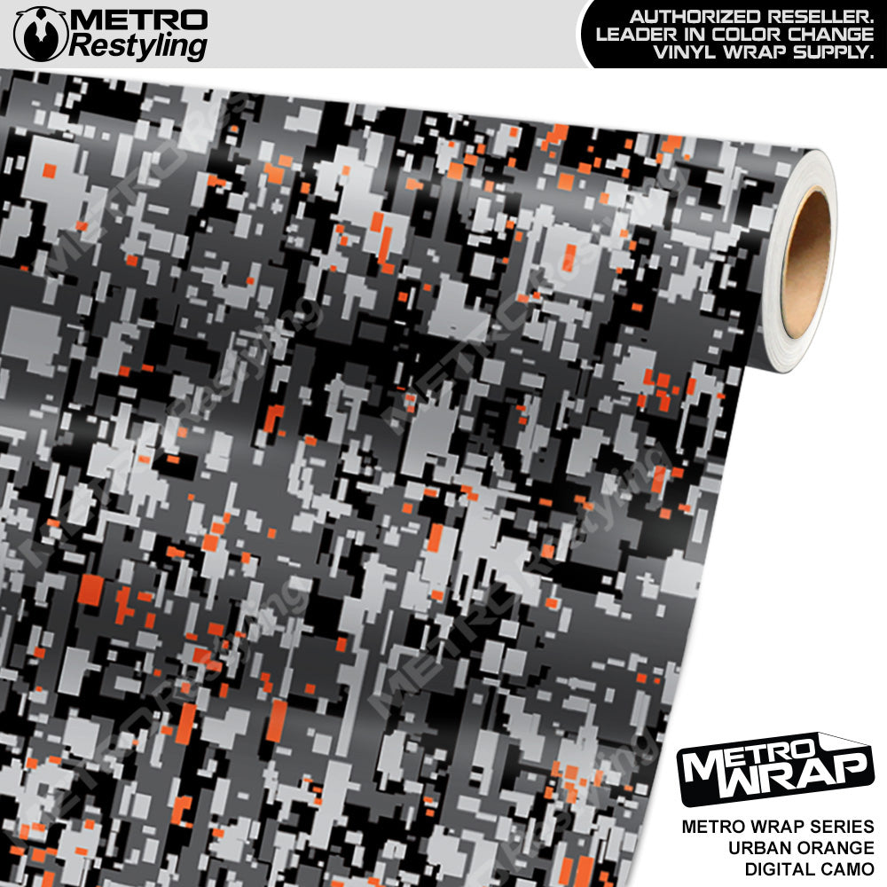Metro Wrap Digital Urban Orange Camouflage Vinyl Film
