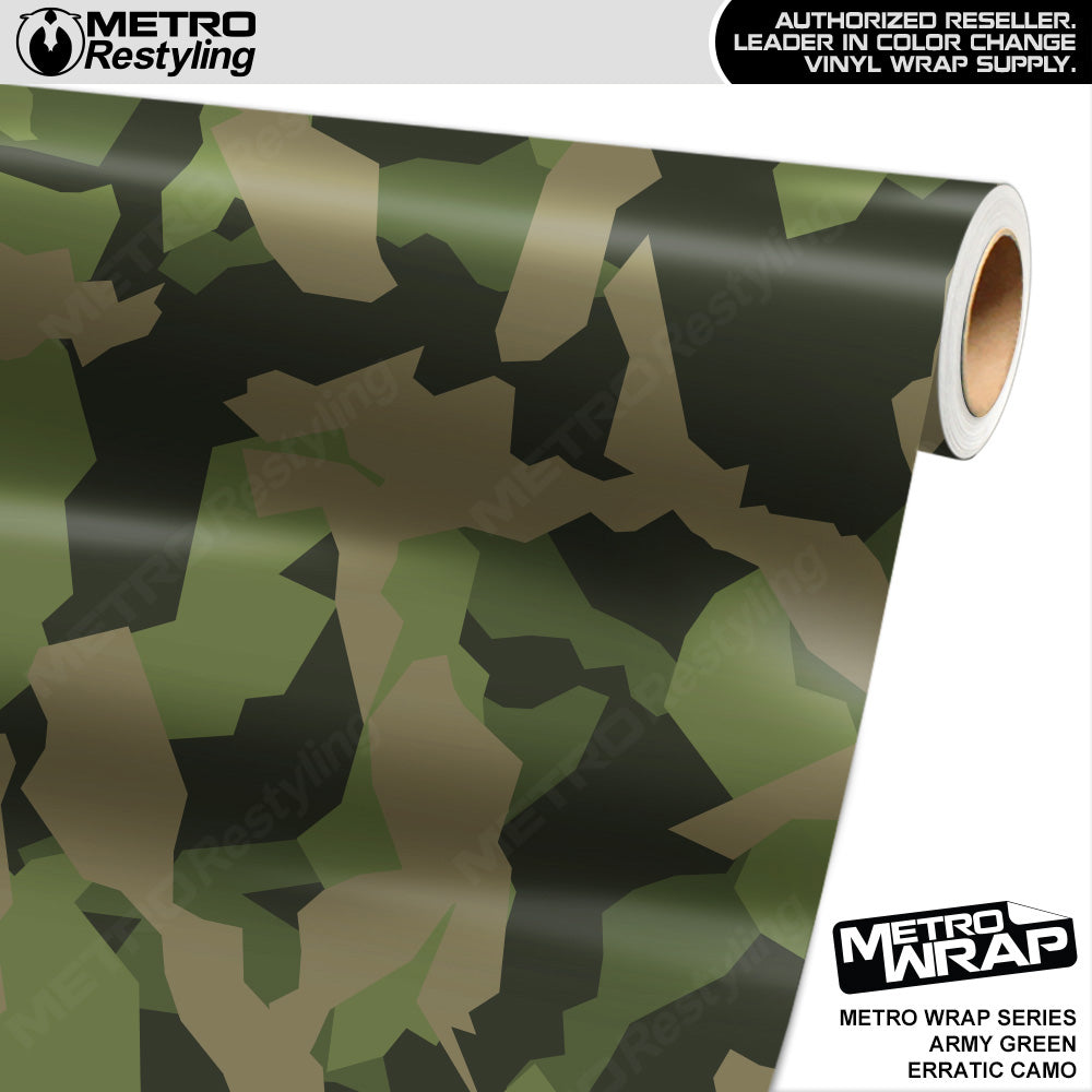 Metro Wrap Erratic Army Green Camouflage Vinyl Film