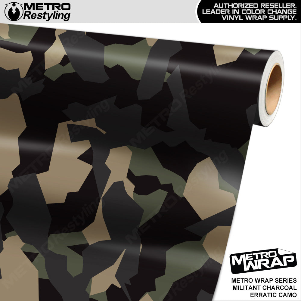 Metro Wrap Erratic Militant Charcoal Camouflage Vinyl Film