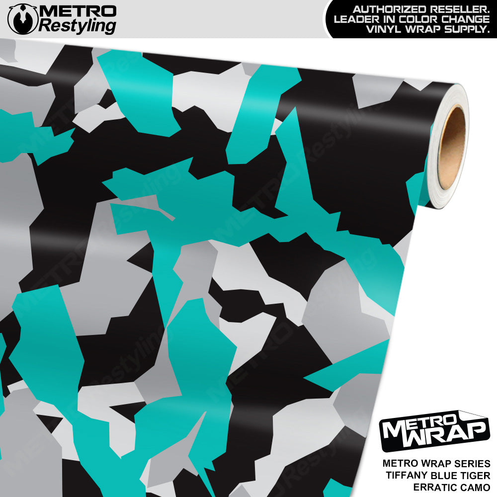Metro Wrap Erratic Tiffany Blue Tiger Camouflage Vinyl Film