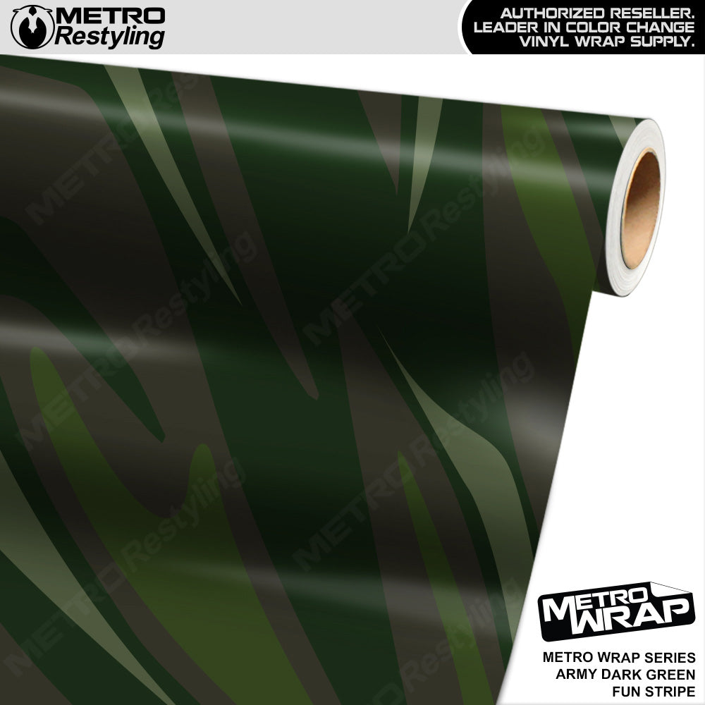 Metro Wrap Fun Stripe Army Dark Green Camouflage Vinyl Film