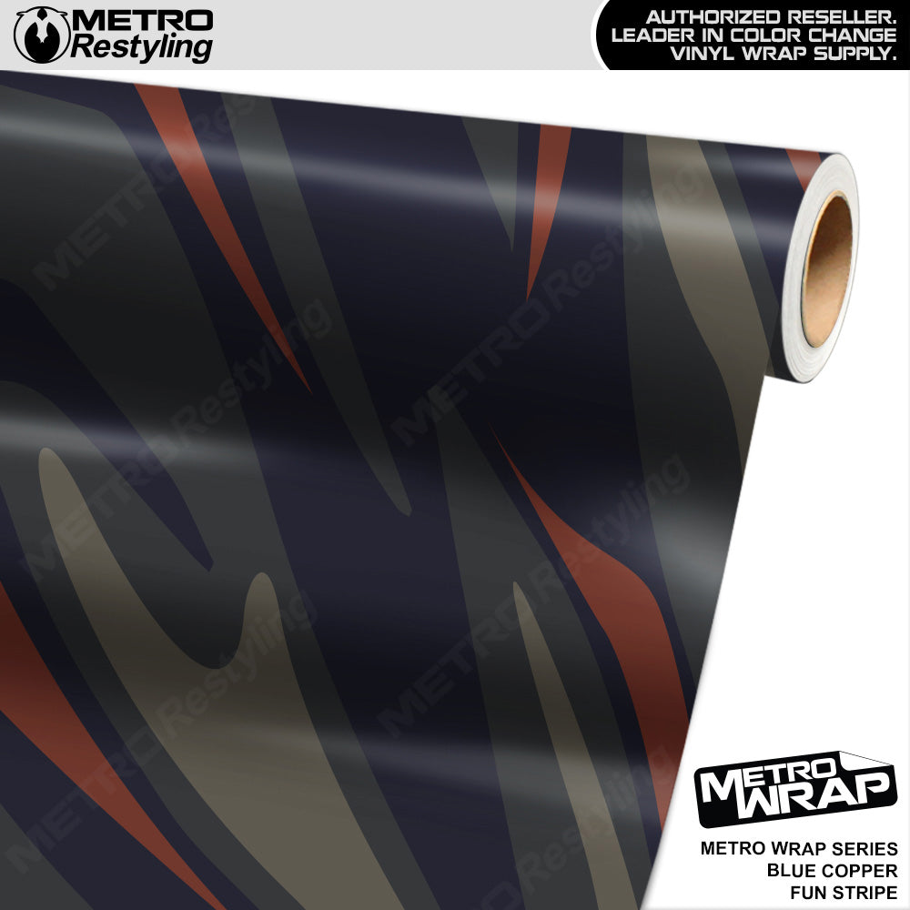 Metro Wrap Fun Stripe Blue Copper Camouflage Vinyl Film