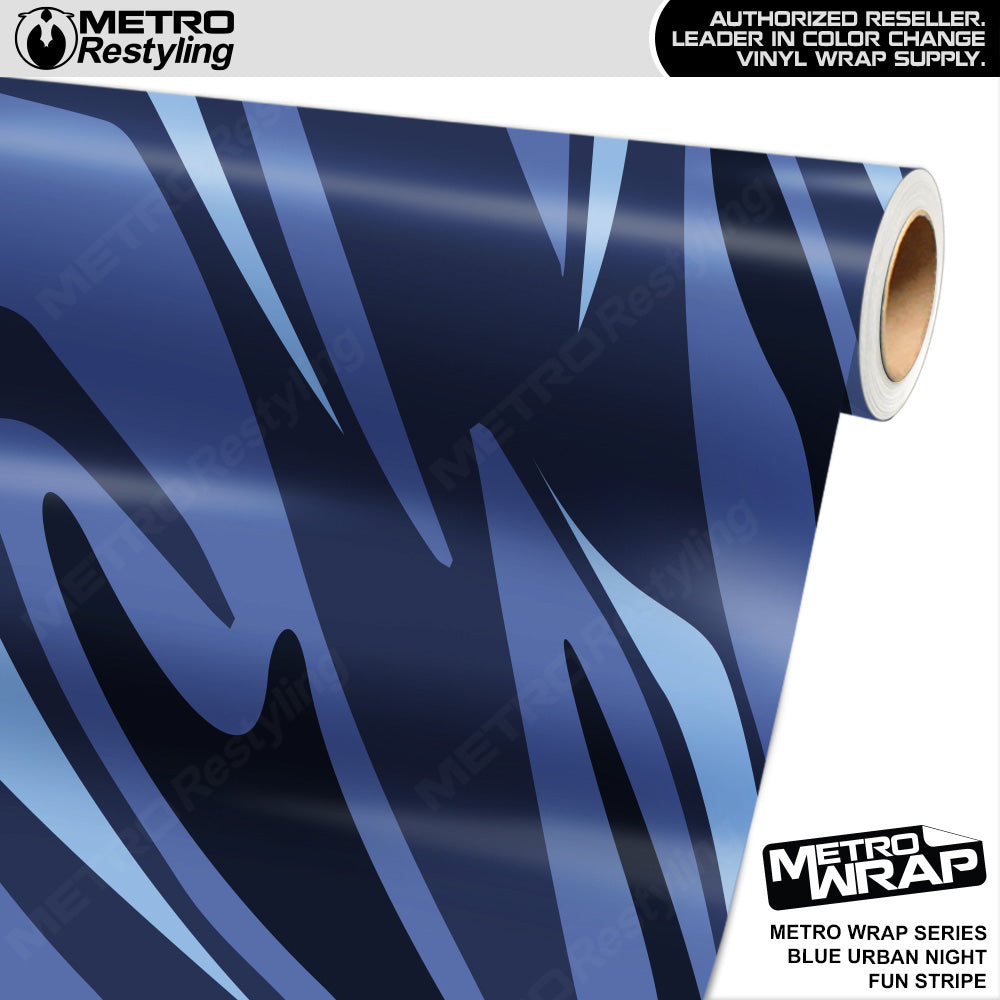 Metro Wrap Fun Stripe Blue Urban Night Camouflage Vinyl Film