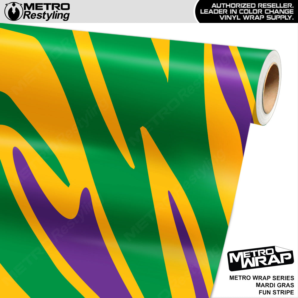 Metro Wrap Fun Stripe Mardi Gras Camouflage Vinyl Film