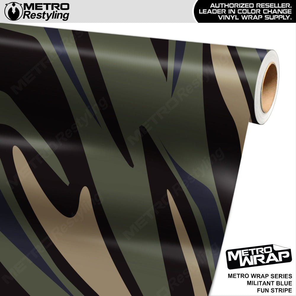 Metro Wrap Fun Stripe Militant Blue Camouflage Vinyl Film