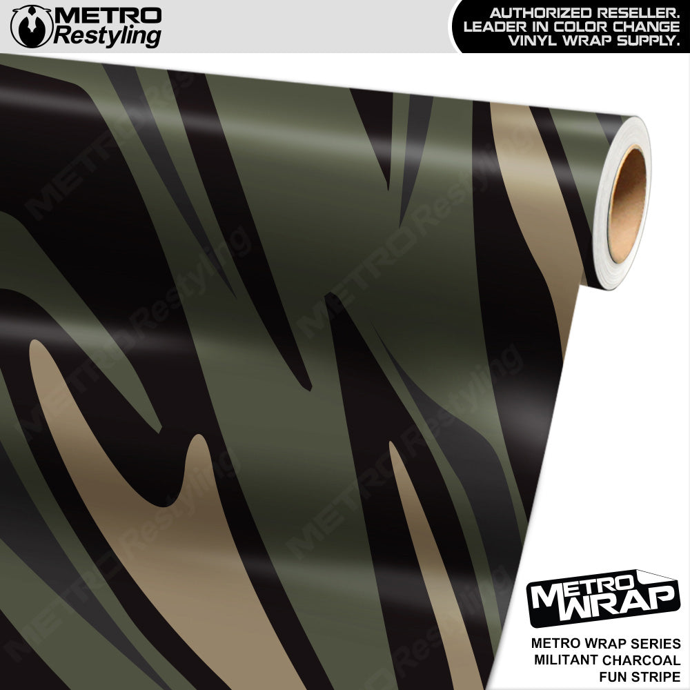 Metro Wrap Fun Stripe Militant Charcoal Camouflage Vinyl Film