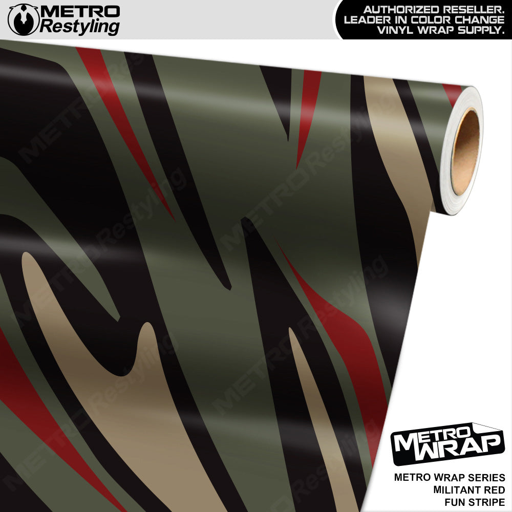 Metro Wrap Fun Stripe Militant Red Camouflage Vinyl Film