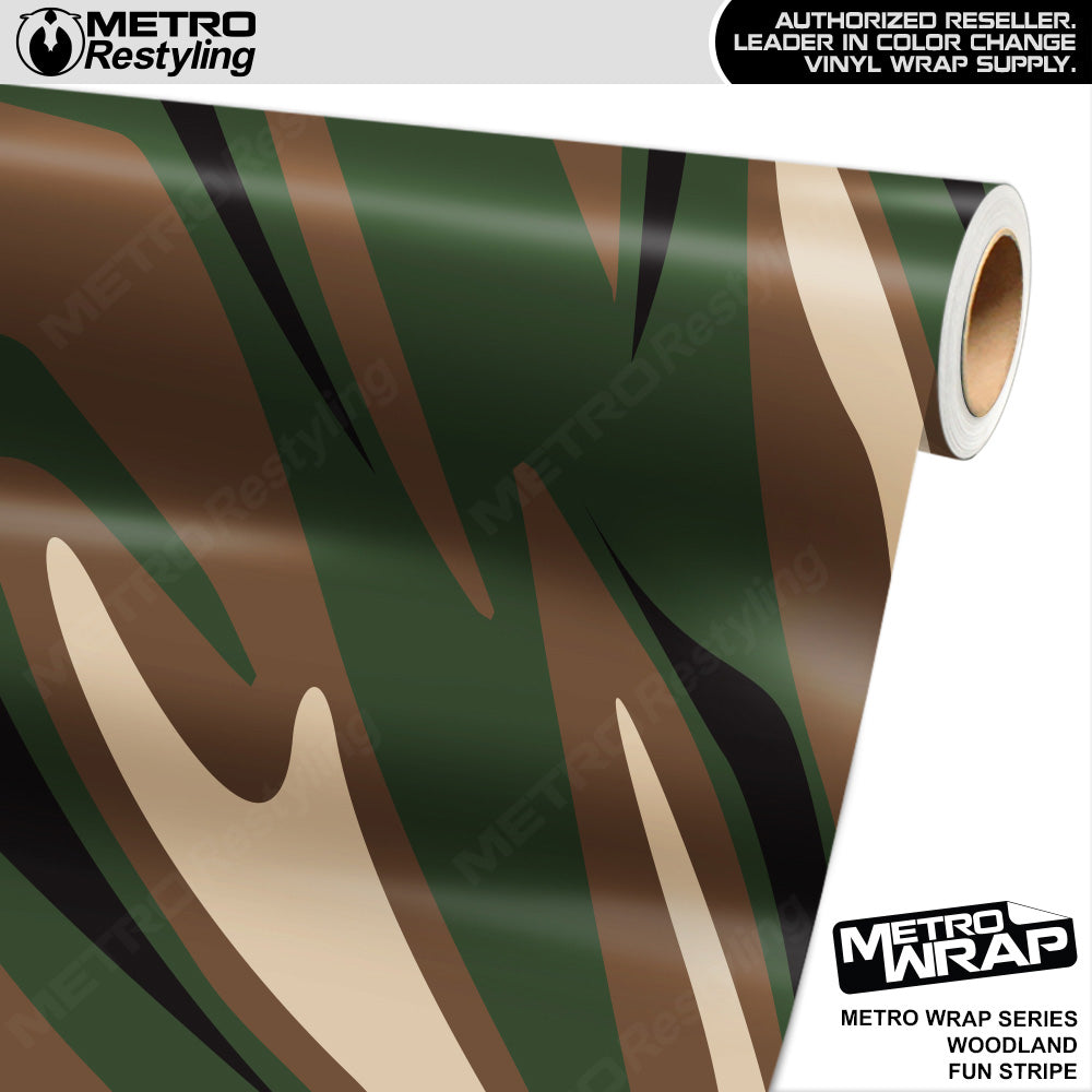 Metro Wrap Fun Stripe Woodland Camouflage Vinyl Film