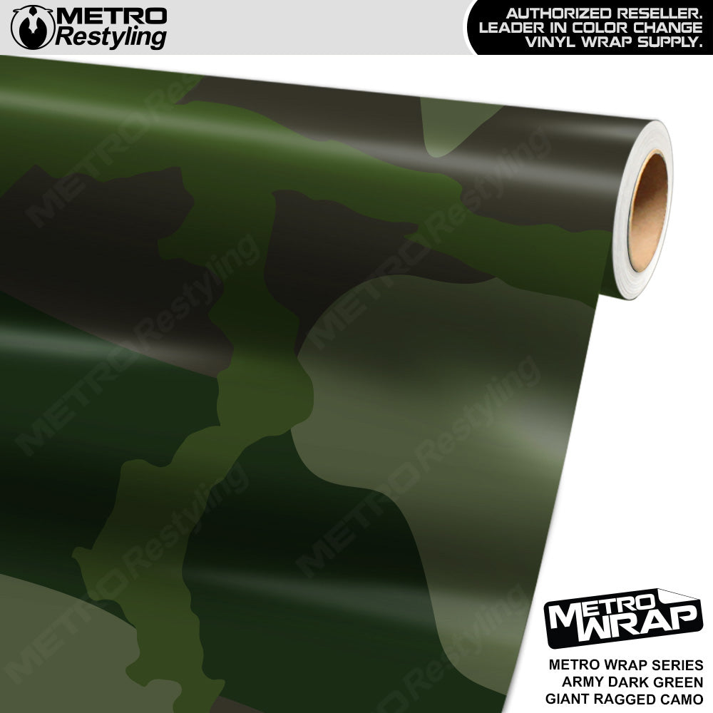 Metro Wrap Giant Ragged Army Dark Green Camouflage Vinyl Film