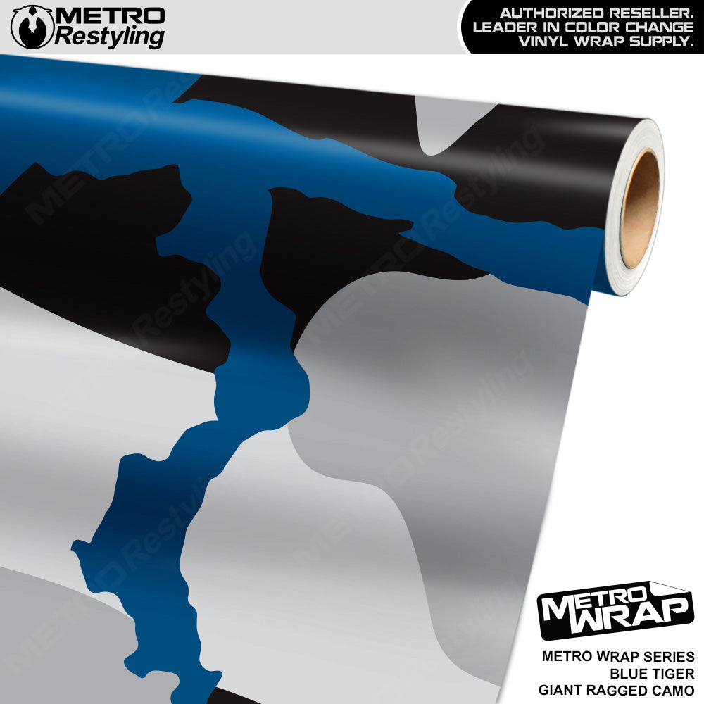 Metro Wrap Giant Ragged Blue Tiger Camouflage Vinyl Film