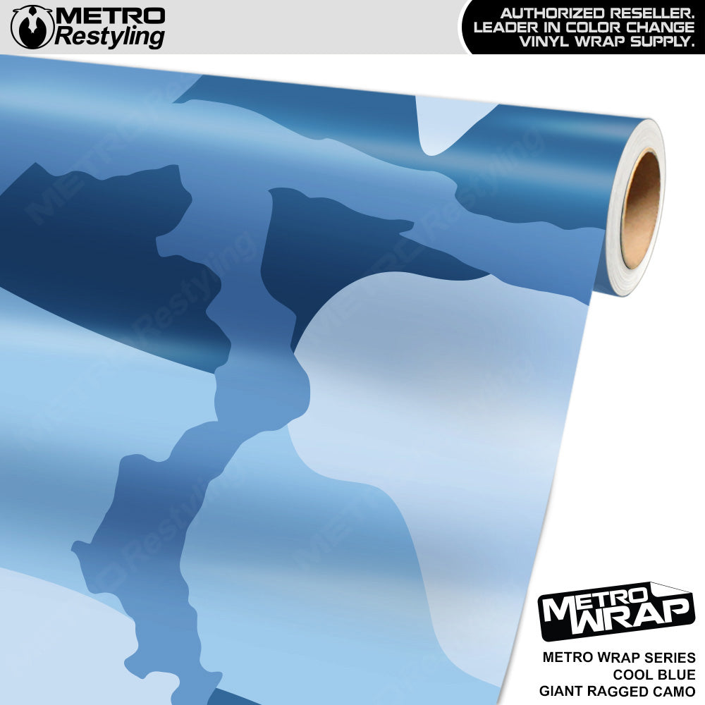 Metro Wrap Giant Ragged Cool Blue Camouflage Vinyl Film
