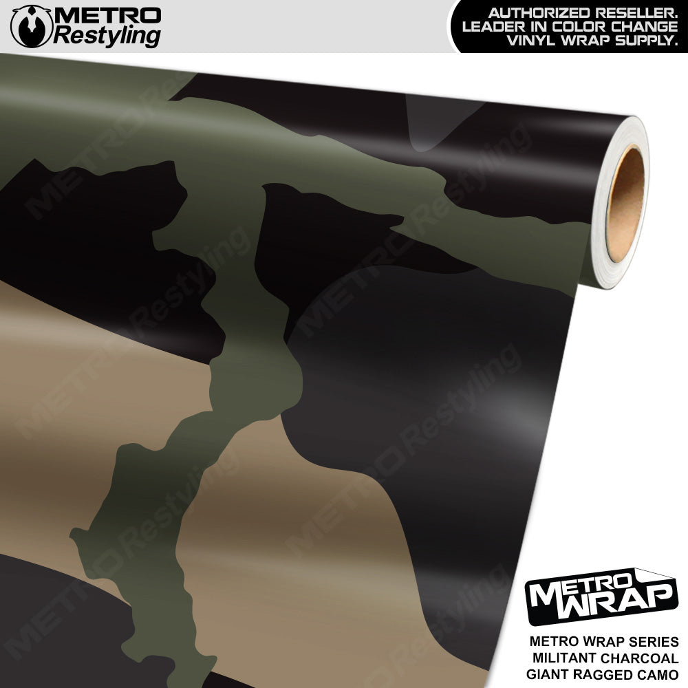 Metro Wrap Giant Ragged Militant Charcoal Camouflage Vinyl Film