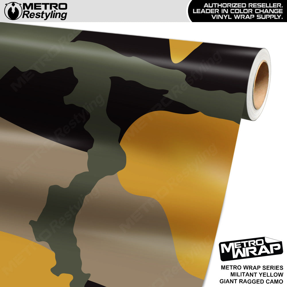 Metro Wrap Giant Ragged Militant Yellow Camouflage Vinyl Film