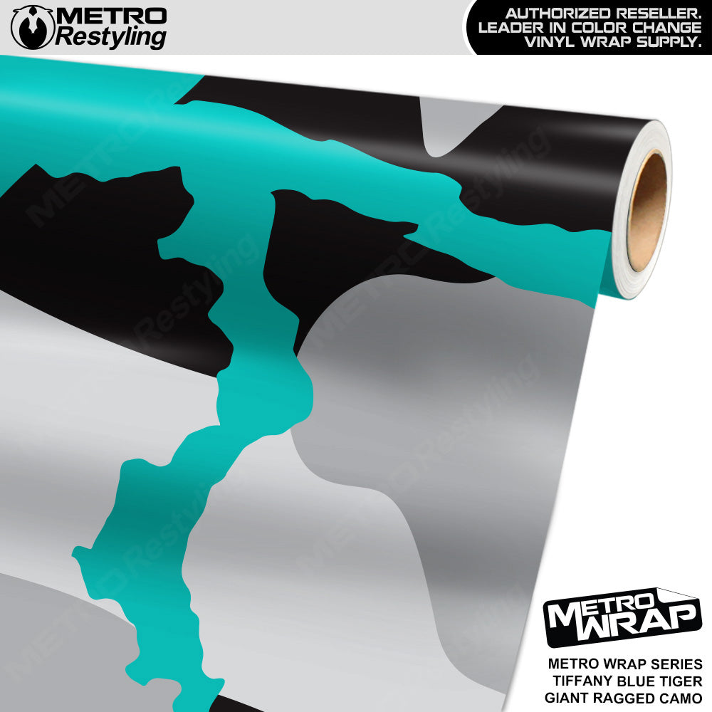 Metro Wrap Giant Ragged Tiffany Blue Tiger Camouflage Vinyl Film