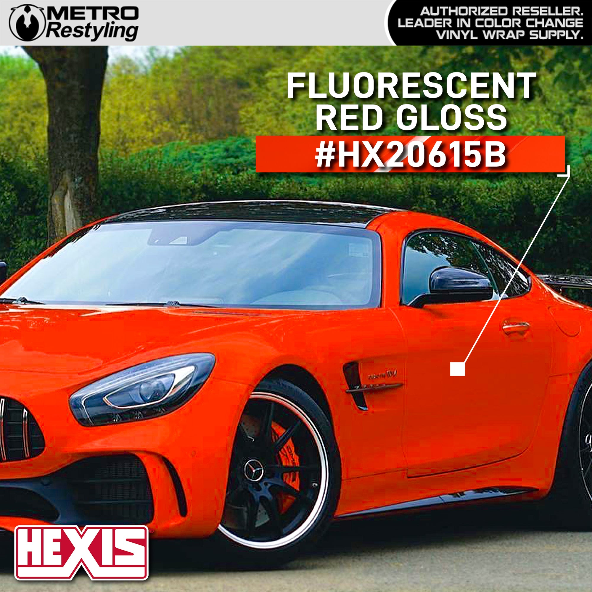 Hexis Gloss Fluorescent Red Vinyl Wrap | HX20615B