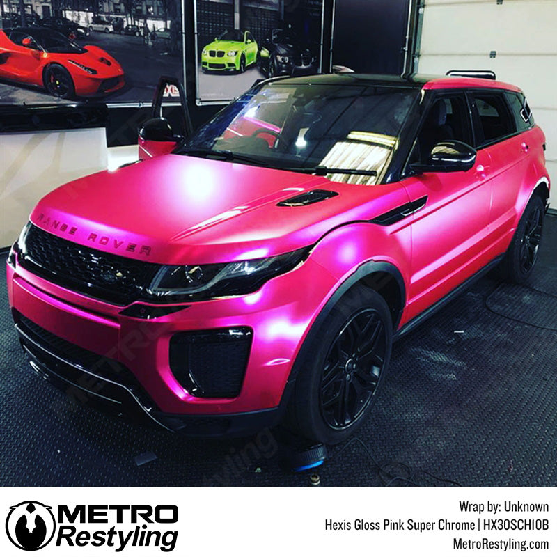 Matt pink store car wrap