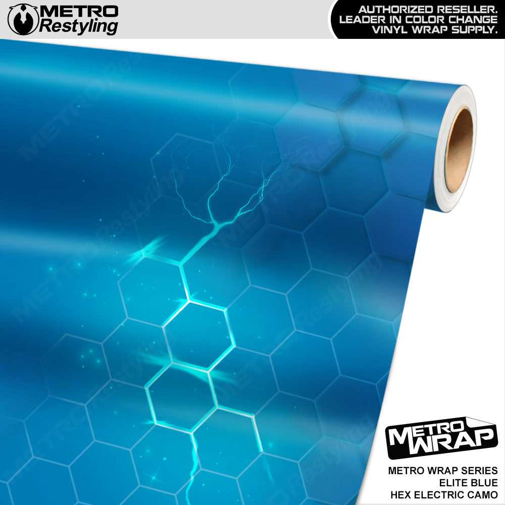 Metro Wrap Hex Electric Blue Camouflage Vinyl Film