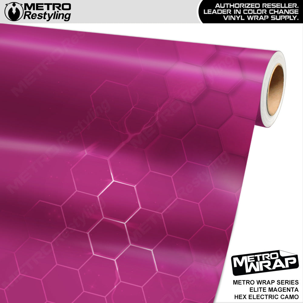 Metro Wrap Hex Electric Magenta Camouflage Vinyl Film