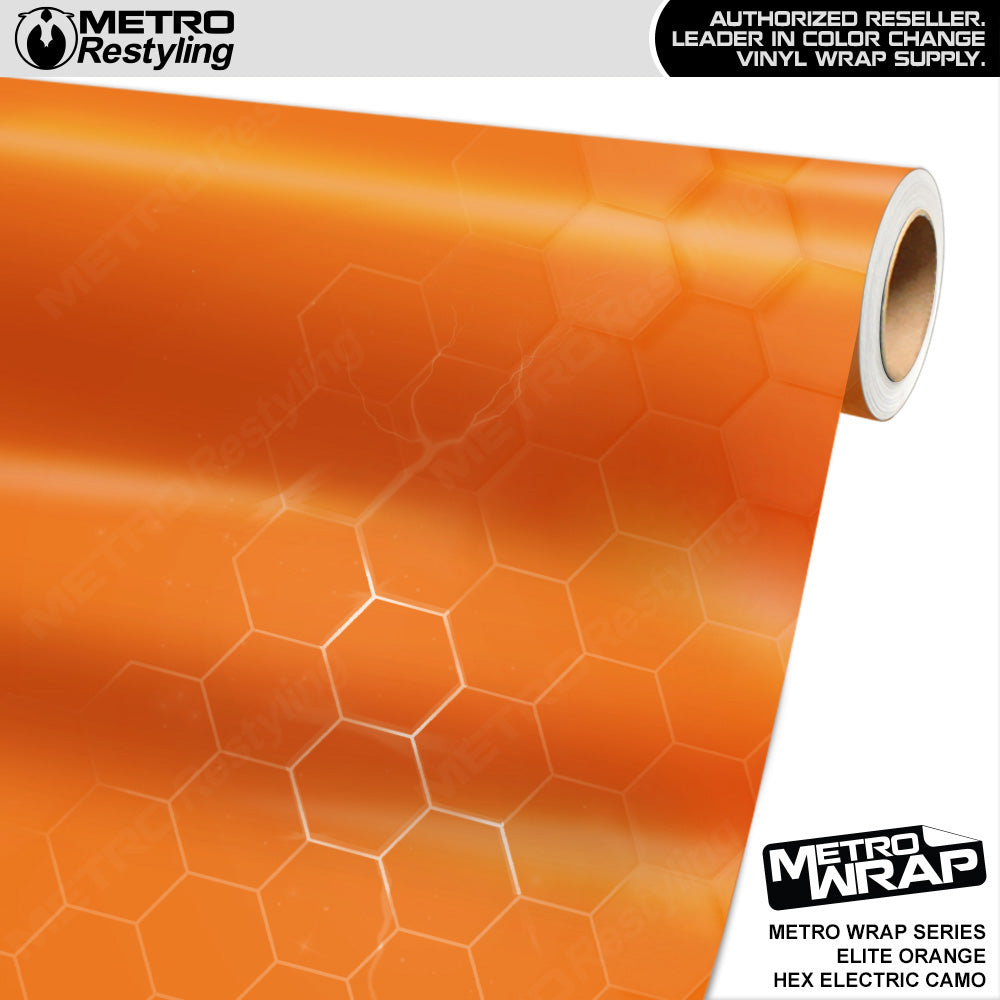 Metro Wrap Hex Electric Orange Camouflage Vinyl Film