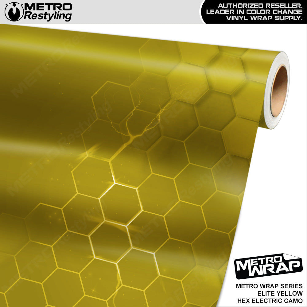 Metro Wrap Hex Electric Yellow Camouflage Vinyl Film