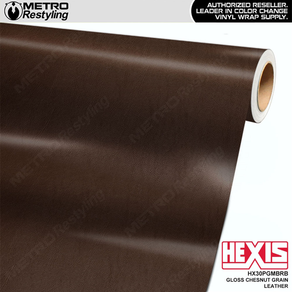 Hexis Gloss Chestnut Fine Grain Leather Vinyl Wrap