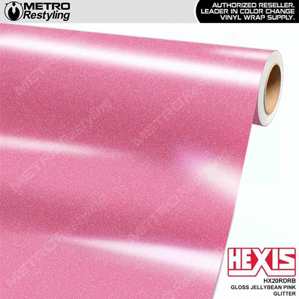 Hexis Gloss Jellybean Pink Glitter Vinyl Wrap