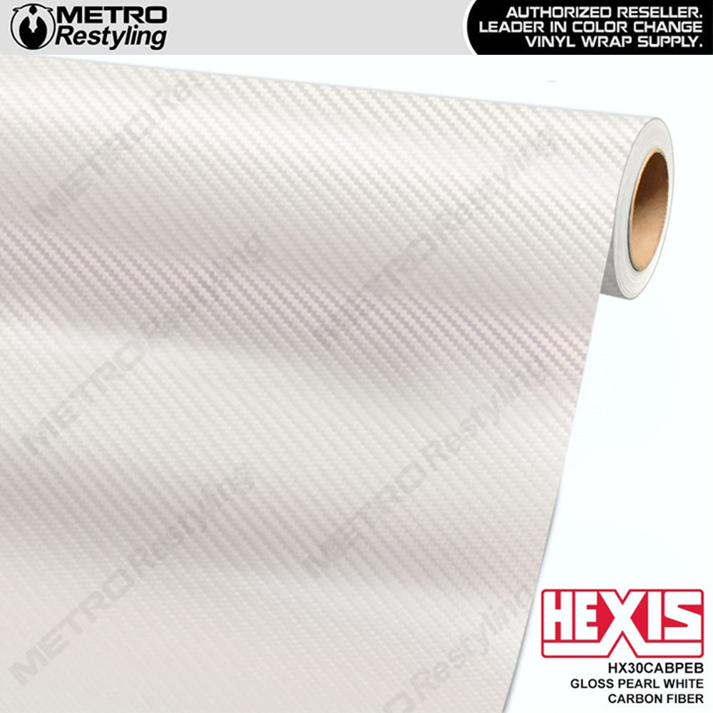 Hexis Gloss Pearl White Carbon Fiber Vinyl Wrap | HX30CABPEB (Special Order)